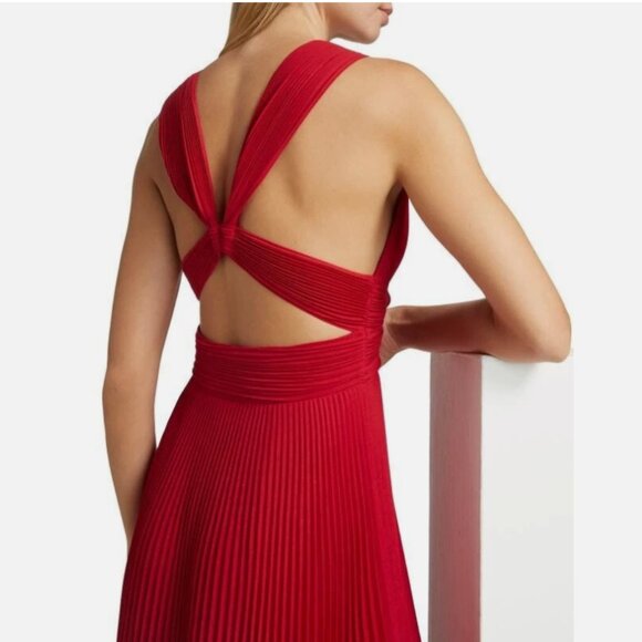 A.L.C Everly Pleated V-Neck Midi Dress - Picture 8 of 9